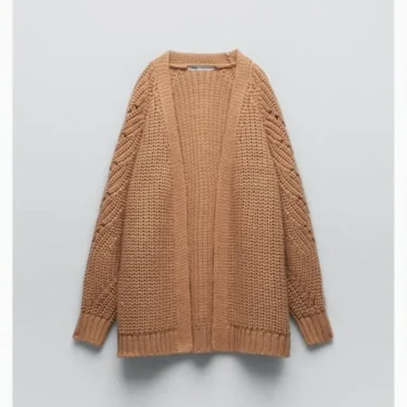 Zara | Sweaters | Nwt Zara Long Open Front Knit Cardigan